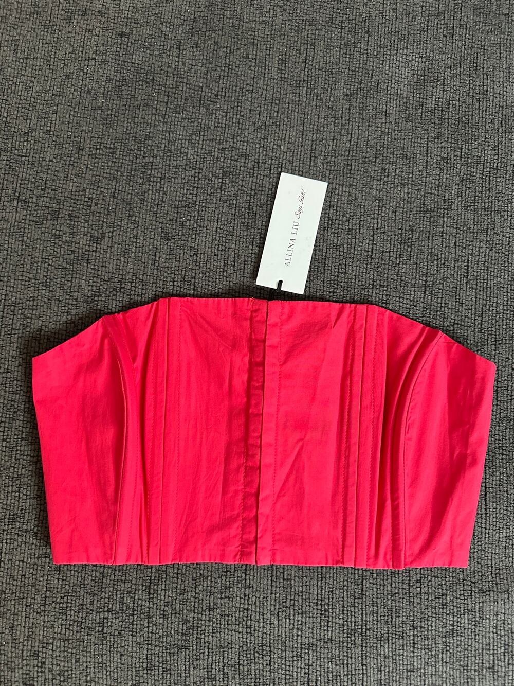 Alina Liu x Lisa Says Gah Red Strapless Corset Top size S NWT Cotton with Boning